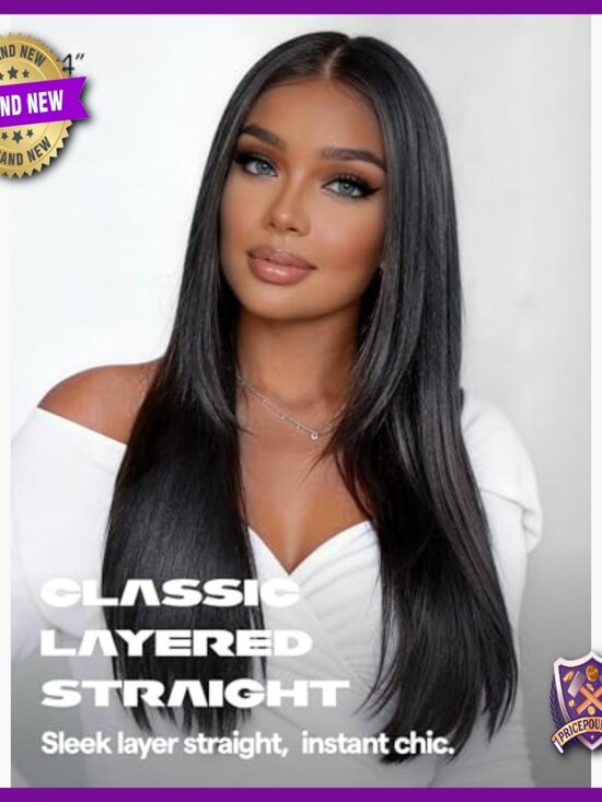 Straight Layered Glueless HD Lace Wig Premium Fiber Blowout Style